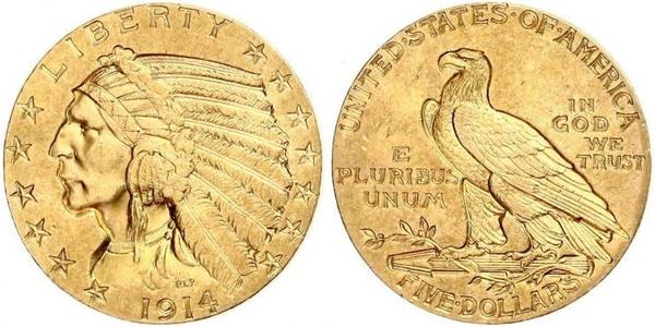 5 Доллар США (1776 - ) Золото 