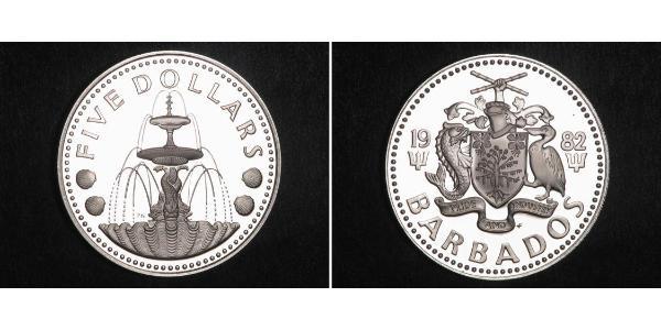 5 Доллар Барбадос Серебро 