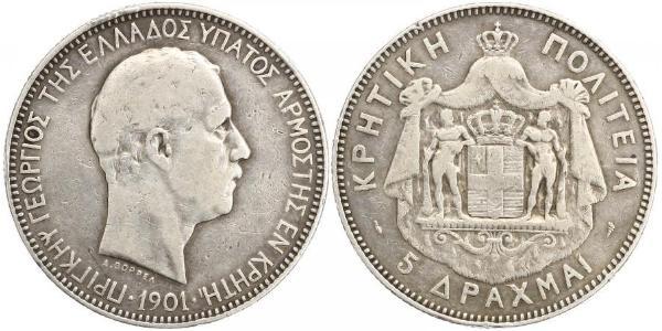 5 Драхма Королевство Греция (1832-1924) Серебро Георг I король Греции (1845- 1913)