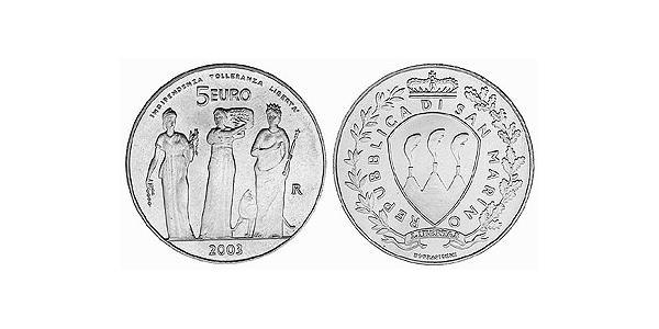 5 Евро Сан-Марино Серебро 