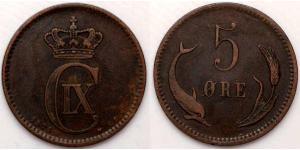 5 Ере Данія Мідь Крістіан IX король Данії (1818-1906)