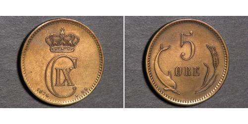 5 Ере Данія Мідь Крістіан IX король Данії (1818-1906)