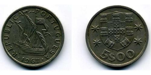 5 Ескудо Друга Португальська Республіка (1933 - 1974) Нікель/Мідь 