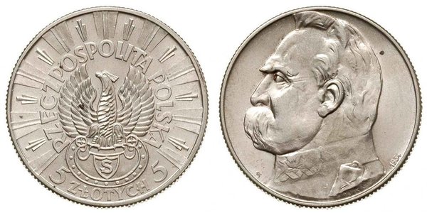 5 Злотий Польська республіка (1918 - 1939) Срібло Юзеф Пілсудський