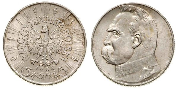 5 Злотий Польська республіка (1918 - 1939) Срібло Юзеф Пілсудський