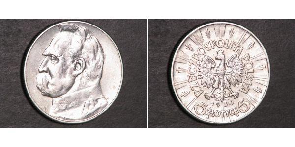 5 Злотий Польська республіка (1918 - 1939) Срібло Юзеф Пілсудський