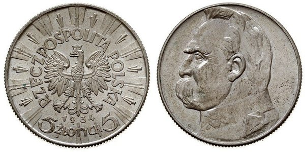 5 Злотий Польська республіка (1918 - 1939) Срібло Юзеф Пілсудський