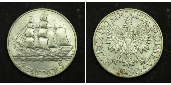 5 Злотий Польська республіка (1918 - 1939) Срібло 