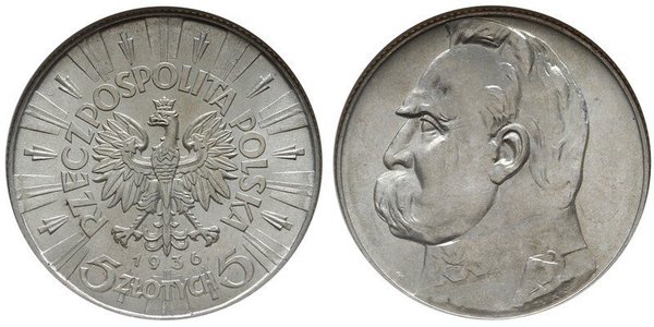 5 Злотий Польська республіка (1918 - 1939) Срібло Юзеф Пілсудський