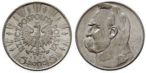 5 Злотый Польская Республика (1918 - 1939) Серебро Пилсудский, Юзеф