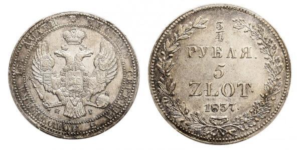 5 Злотый / 3/4 Рубль Российская империя (1720-1917) Серебро Николай I (1796-1855)