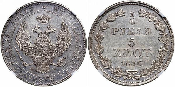 5 Злотый / 3/4 Рубль Российская империя (1720-1917) Серебро Николай I (1796-1855)