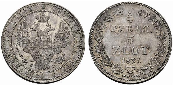 5 Злотый / 3/4 Рубль Российская империя (1720-1917) Серебро Николай I (1796-1855)