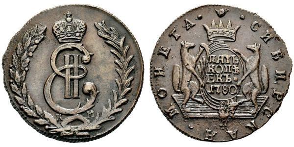 5 Копійка Російська імперія (1720-1917) Мідь Катерина II (1729-1796)