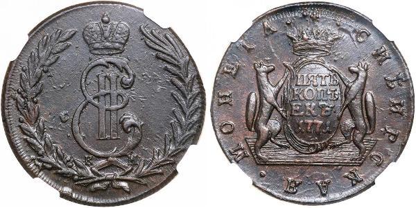 5 Копійка Російська імперія (1720-1917) Мідь Катерина II (1729-1796)