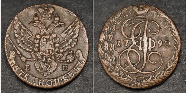 5 Копійка Російська імперія (1720-1917) Мідь Катерина II (1729-1796)