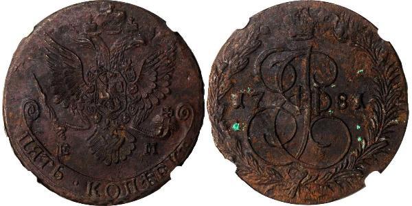 5 Копійка Російська імперія (1720-1917) Мідь Катерина II (1729-1796)