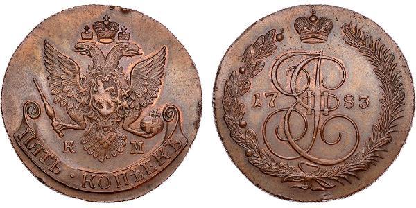5 Копійка Російська імперія (1720-1917) Мідь Катерина II (1729-1796)