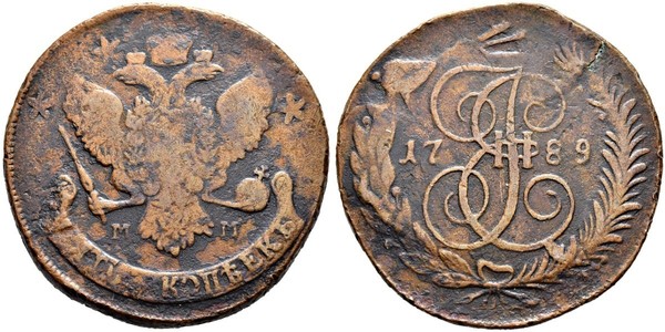 5 Копійка Російська імперія (1720-1917) Мідь Катерина II (1729-1796)