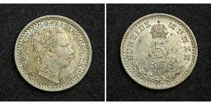 5 Крейцер Австрійська імперія (1804-1867) Срібло Франц Иосиф I (1830 - 1916)