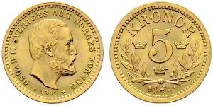 5 Крона Швеція Золото Оскар II (1829-1907)
