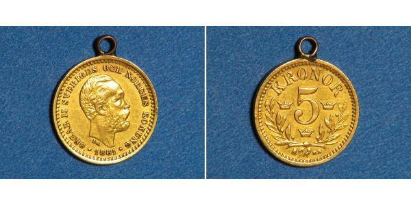 5 Крона Швеція Золото Оскар II (1829-1907)
