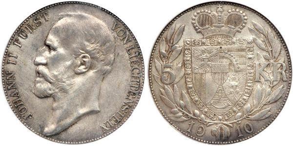 5 Крона Лихтенштейн Серебро Johann II, Prince of Liechtenstein (1840-1929)