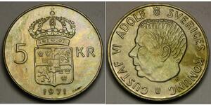 5 Крона Швеція Срібло Густав VI (1882 - 1973)