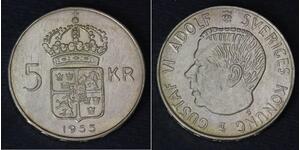 5 Крона Швеція Срібло Густав VI (1882 - 1973)