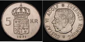5 Крона Швеція Срібло Густав VI (1882 - 1973)
