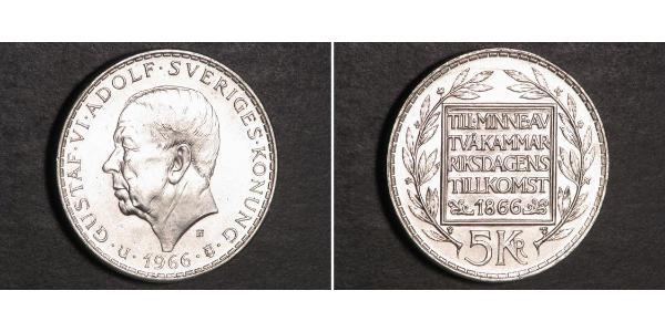 5 Крона Швеція Срібло Густав VI (1882 - 1973)