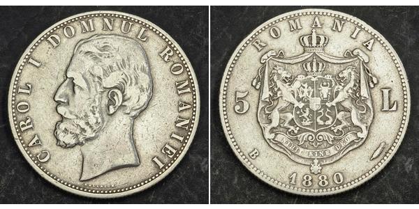5 Лей Румыния Серебро Кароль I (1839 - 1914)