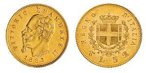5 Лира Kingdom of Italy (1861-1946) Золото Victor Emmanuel II of Italy (1820 - 1878)