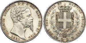 5 Лира Kingdom of Italy (1861-1946) Серебро Victor Emmanuel II of Italy (1820 - 1878)