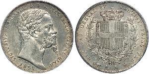 5 Лира Kingdom of Italy (1861-1946) Серебро Victor Emmanuel II of Italy (1820 - 1878)