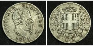 5 Лира Kingdom of Italy (1861-1946) Серебро Victor Emmanuel II of Italy (1820 - 1878)