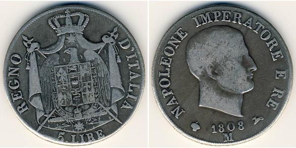 5 Лира Италия Серебро Наполеон I(1769 - 1821)