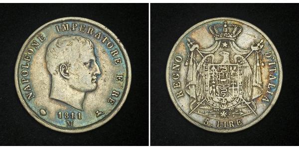 5 Лира Италия Серебро Наполеон I(1769 - 1821)