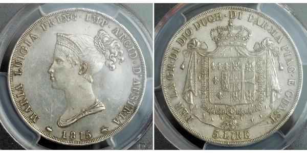 5 Лира Пармское герцогство (1545 - 1859) / Италия Серебро Мария-Луиза Австрийская