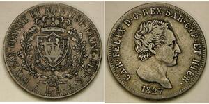 5 Ліра Italian city-states Срібло Charles Felix of Sardinia
