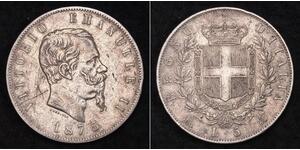 5 Ліра Kingdom of Italy (1861-1946) Срібло Victor Emmanuel II of Italy (1820 - 1878)