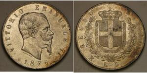 5 Ліра Kingdom of Italy (1861-1946) Срібло Victor Emmanuel II of Italy (1820 - 1878)