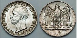 5 Ліра Kingdom of Italy (1861-1946) Срібло Віктор Емануїл III (1869 - 1947)