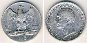 5 Ліра Kingdom of Italy (1861-1946) Срібло Віктор Емануїл III (1869 - 1947)
