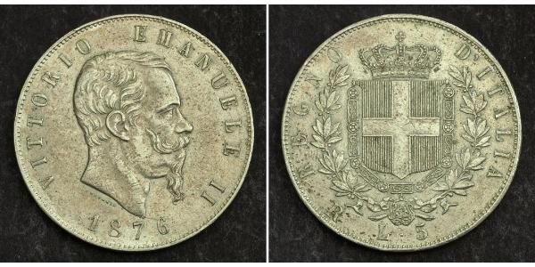 5 Ліра Kingdom of Italy (1861-1946) Срібло Victor Emmanuel II of Italy (1820 - 1878)
