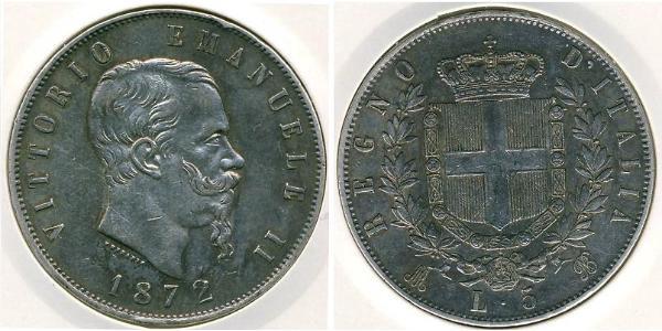 5 Ліра Kingdom of Italy (1861-1946) Срібло Victor Emmanuel II of Italy (1820 - 1878)