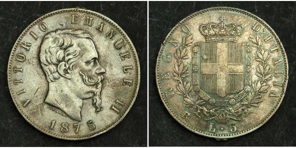 5 Ліра Kingdom of Italy (1861-1946) Срібло Victor Emmanuel II of Italy (1820 - 1878)