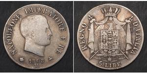 5 Ліра Італія Срібло Наполеон I Бонапарт(1769 - 1821)