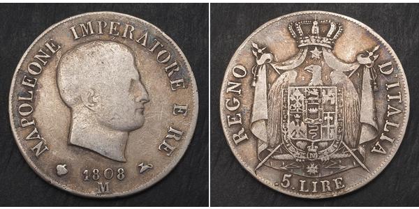 5 Ліра Італія Срібло Наполеон I Бонапарт(1769 - 1821)