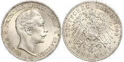 5 Mark Regno di Prussia (1701-1918) Argento Wilhelm II, German Emperor (1859-1941)